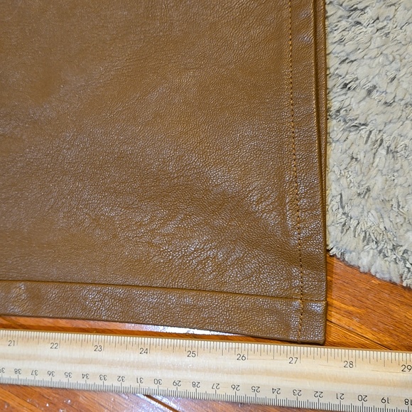 PAIGE Women's Tan Faux Leather Flare Pants (Color Dark Argan) - Picture 7 of 10